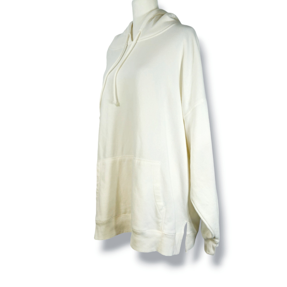 Aeropostale Fleece Lined Pullover‎ Hoodie Kangaroo Pocket Drawstring Ivory L